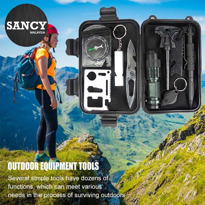 SANCY 10 in 1 Camping Survival Equipment Tool Box Outdoor Emergency Safety Supplies Peralatan Keselamatan ڤرالاتن كسلام