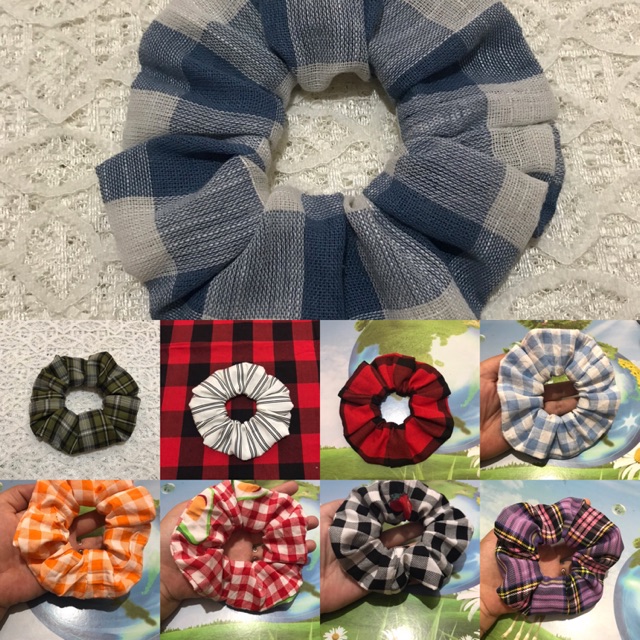 Combo mix of 10 striped fabric hair ties