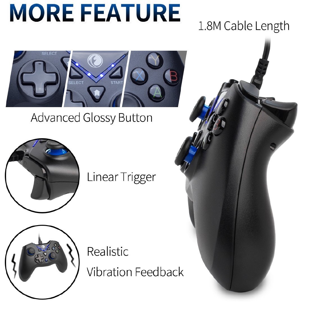 V One Wired Game Controller Usb Gamepad Joystick For Pc Ps3 Android Steam Shopee Malaysia