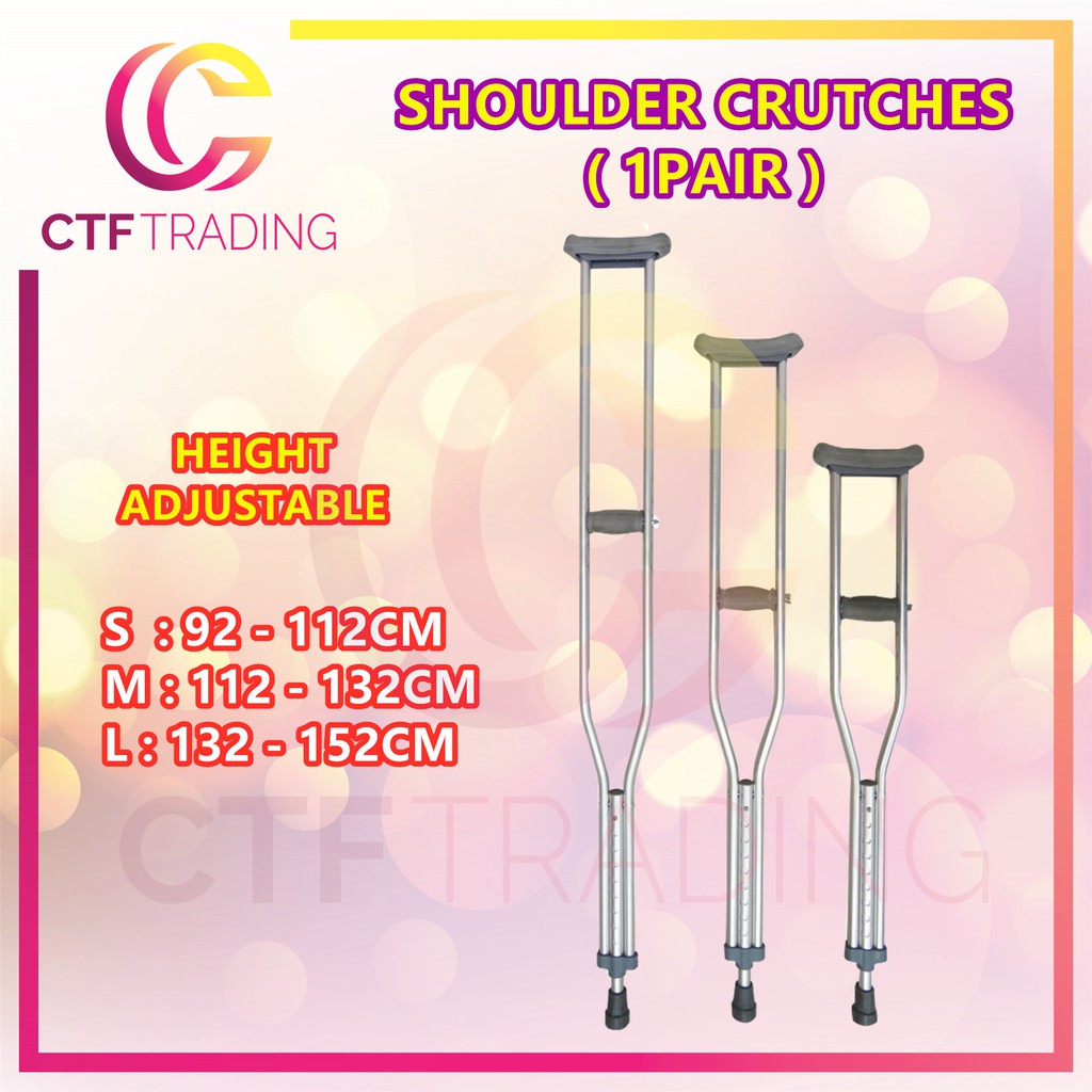 Aluminium Adjustable Shoulder Crutches - 1 Pair ( Tongkat Ketiak )