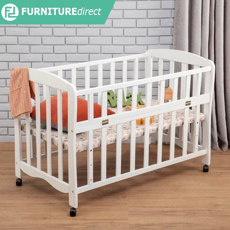 FD Luis Solid Wood Baby Cot With 3 Adjustable Level baby cot baby crib  katil baby katil bayi katil baby murah