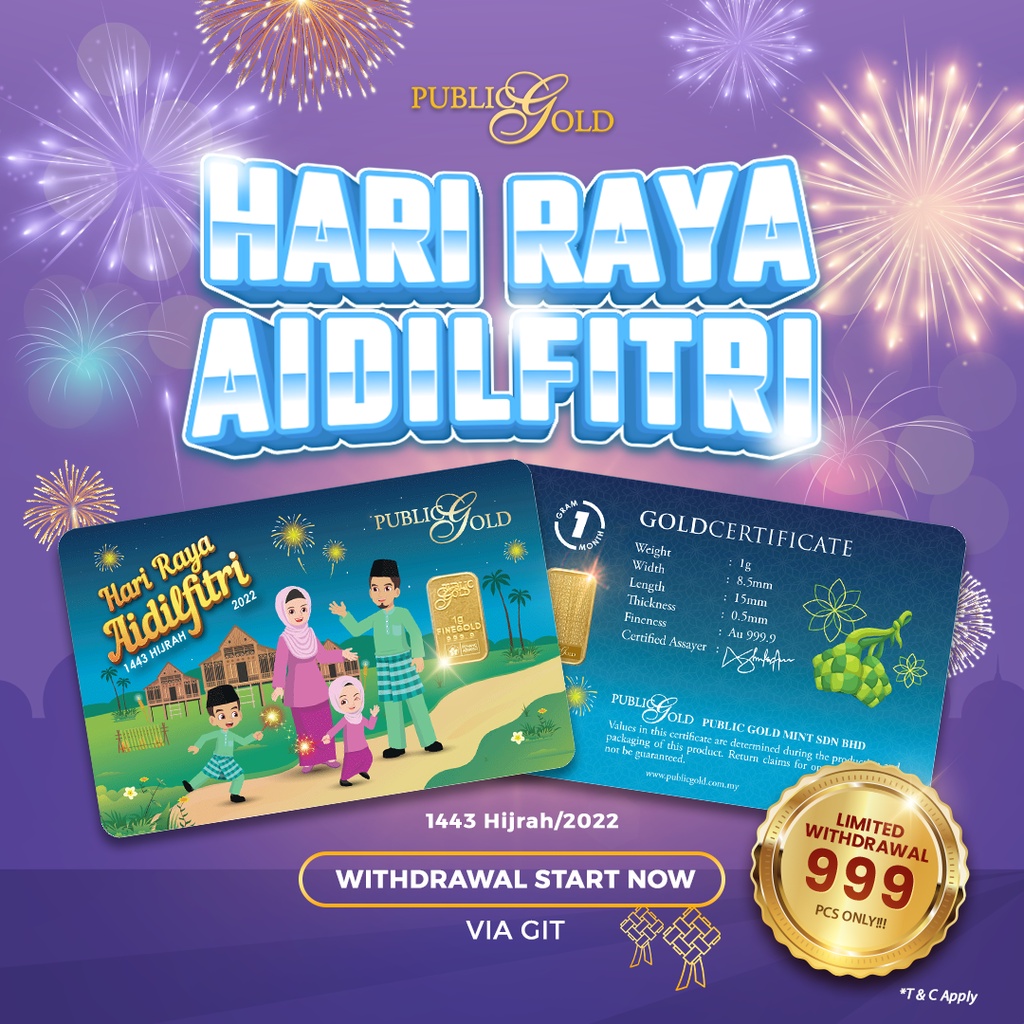 PUBLIC GOLD BULLION BAR 1G (999.9) RAYA 2022 V2 Shopee Malaysia