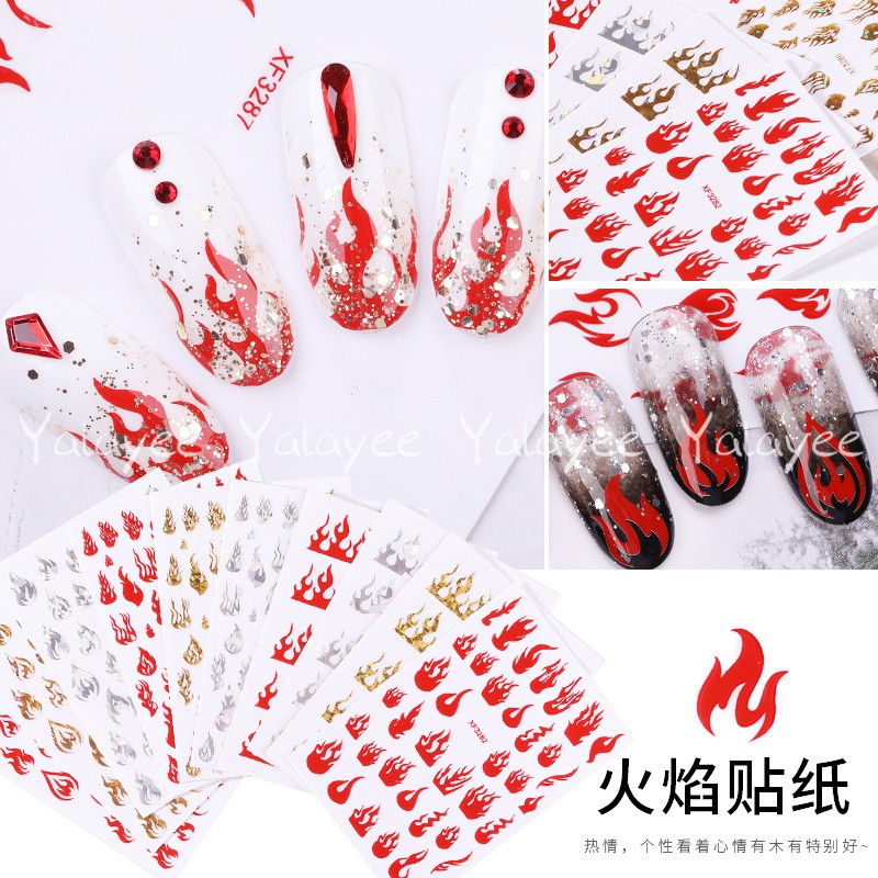 Yalayee Nail Stickers Flame Sticker Halloween Sticker Shopee Malaysia