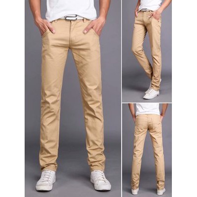 Men's Korean Slim Fit Casual Pants Cotton Long Seluar Chinos Trousers ...