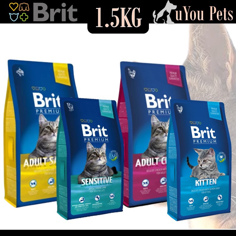 Brit Premium Cat Dry Food 1.5kg - (Brit Premium Salmon, Brit Sensitive ...