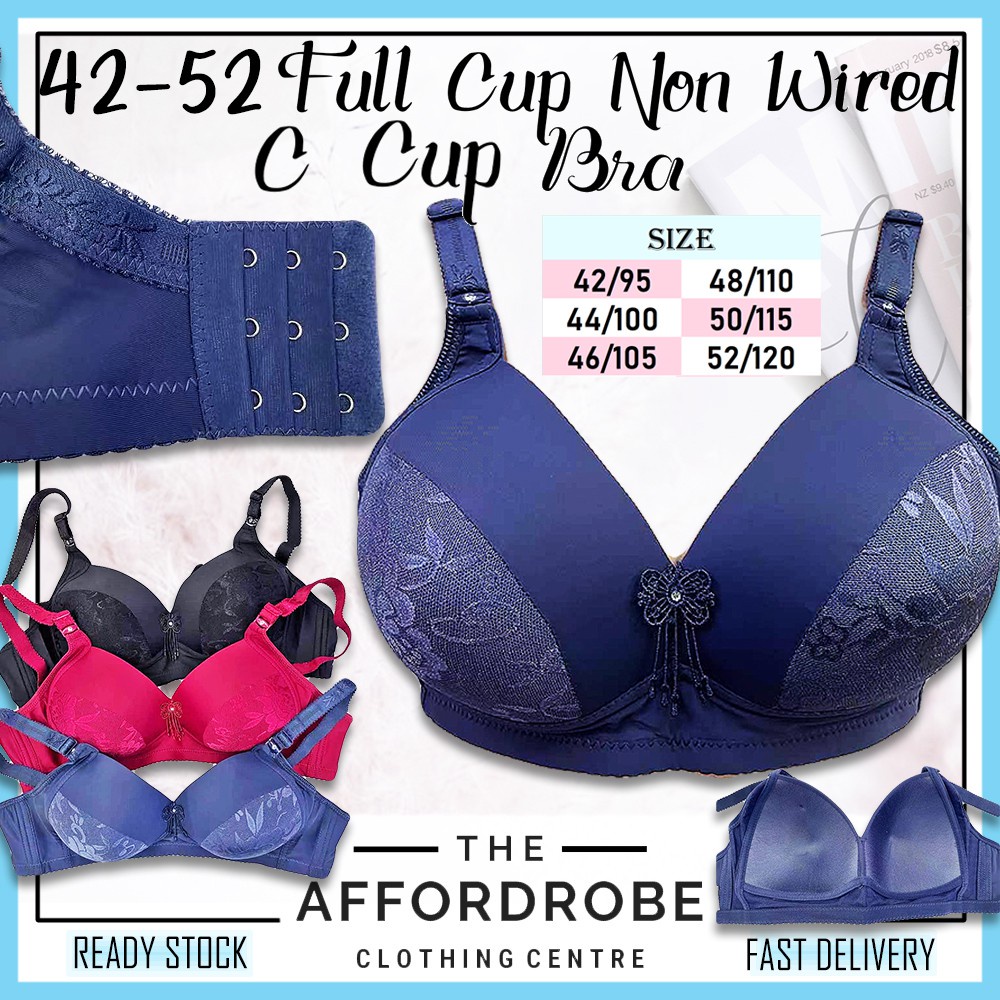 daiso 42C52C Big Plus Size Bra Full Cup C Cotton Lace NonWired Strap