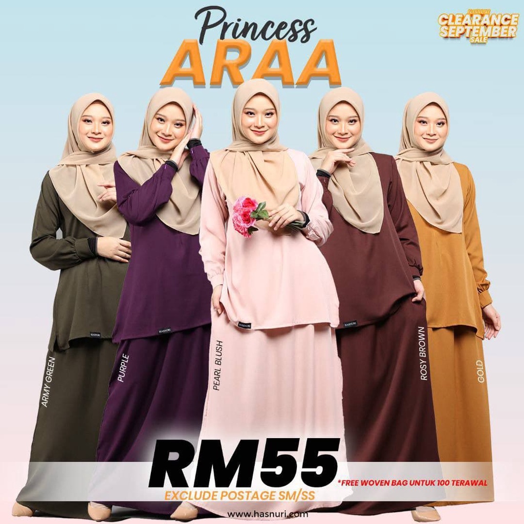 Hasnuri Princess Araa Baju Kurung Moden Nursing Kurung Skirt Princess Skirt Kembang Set Blouse Skirt