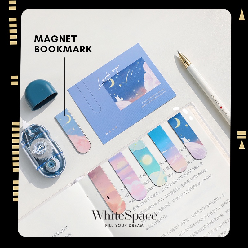 WHITESPACE 1pcs Aesthetic Scenary Magnet Bookmark Natural Flag Magnetic Book Tabs Clip Journal Diary Student Accessories