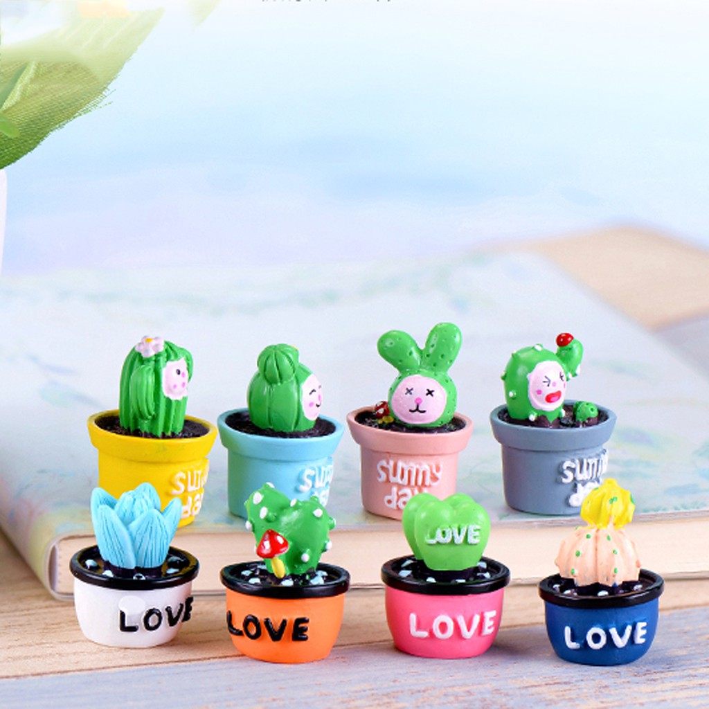 4x Resin Artificial Miniature Succulents Plant Cactus ...
