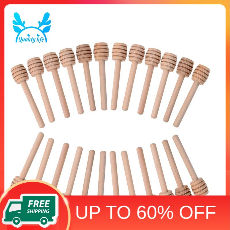 Set of 50 Mini 3-Inch Wooden Honey Dipper Sticks - Chic and Sustainable Honey Jar Servers