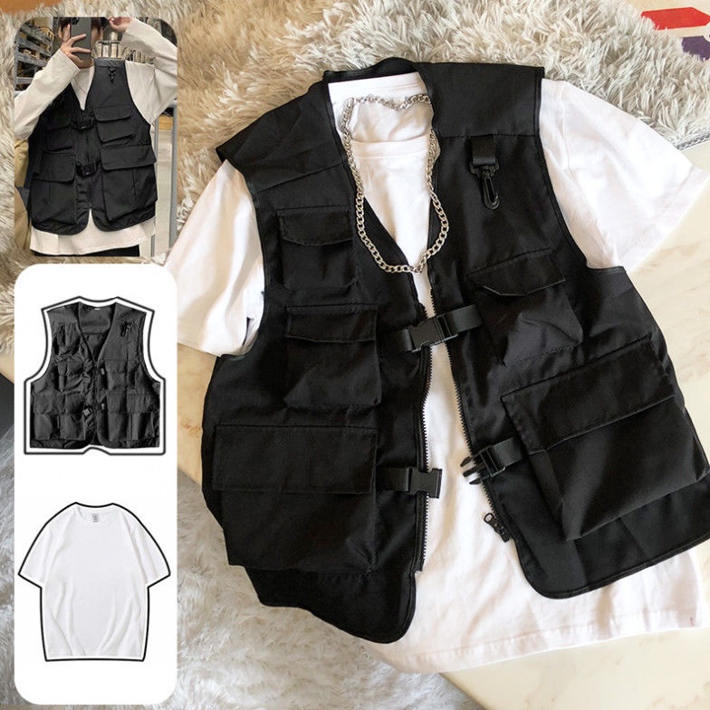 Functional Style Tooling Tactical Vest Men ins National Trendy Dark Street Wear HipHop