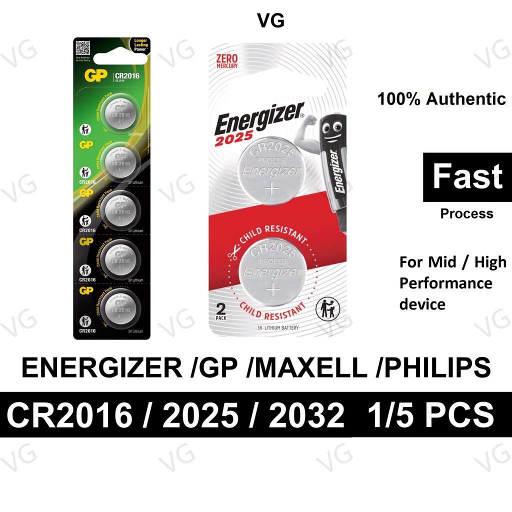 [100 ORIGINAL] CR2016 / CR2025 / CR2032 3V Lithium Coin Cell Battery Shopee Malaysia