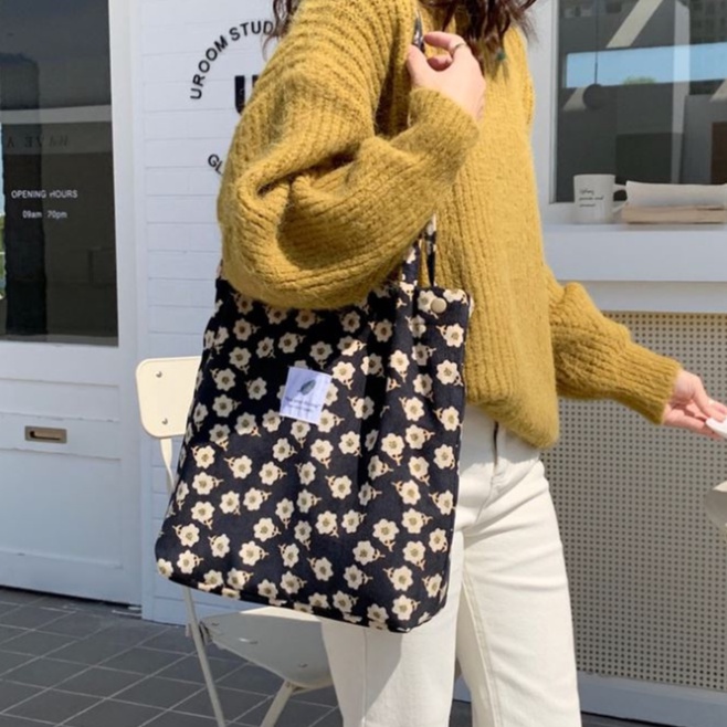 Student tote bag tuition shoulder handbag women korean style totebag canvas-sarah