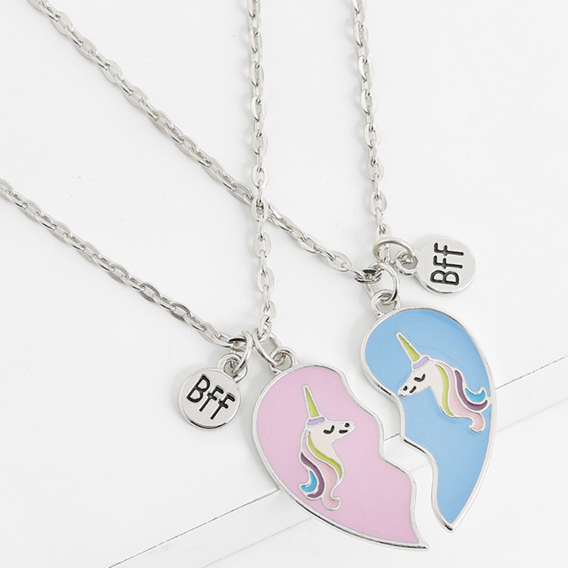 Best Friend Heart Necklace BFF Unicorn Jewellery Girls Necklace Friendship Birthday Friends Sisters Gifts