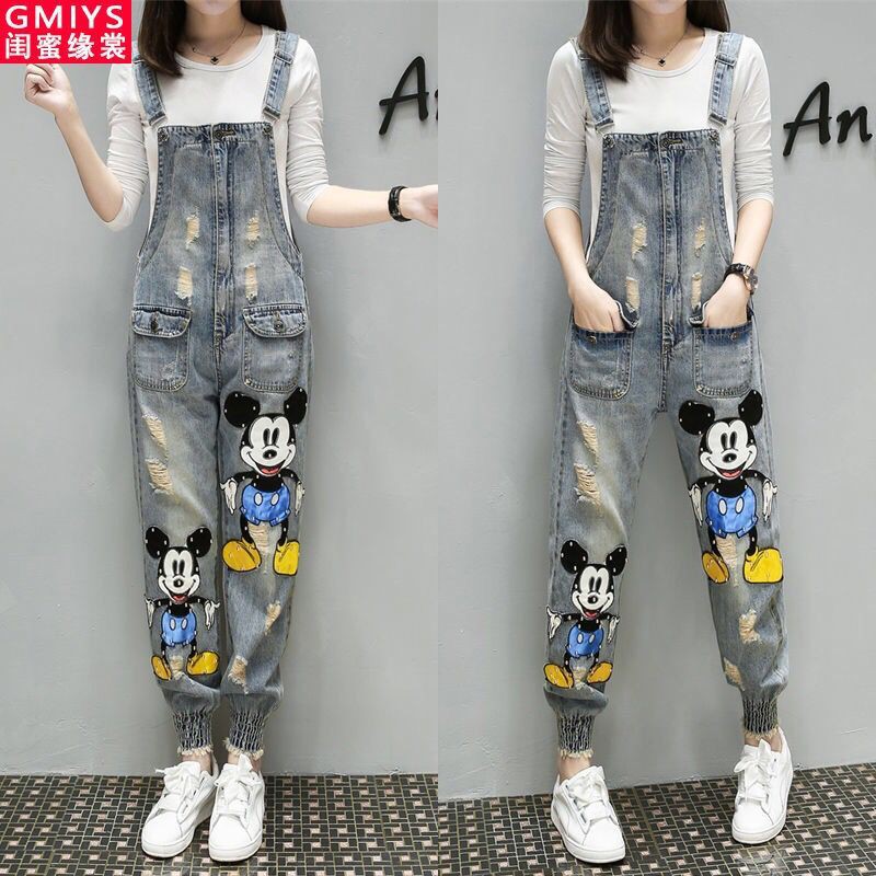 mickey mouse ripped jeans