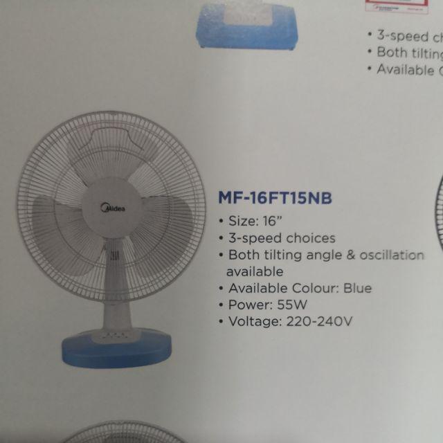 Midea 16 Table Fan 3speed Md Mf 16ft15nb Or Md Mf 16ft17nb Remark 1 Order Maximaum 3unit Shopee Malaysia