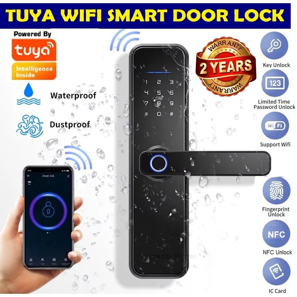 Tuya Smart Life X5 Fingerprint Door Lock Safe Digital Electronic Lock WiFi APP Password RFID Home Security Smart Lock