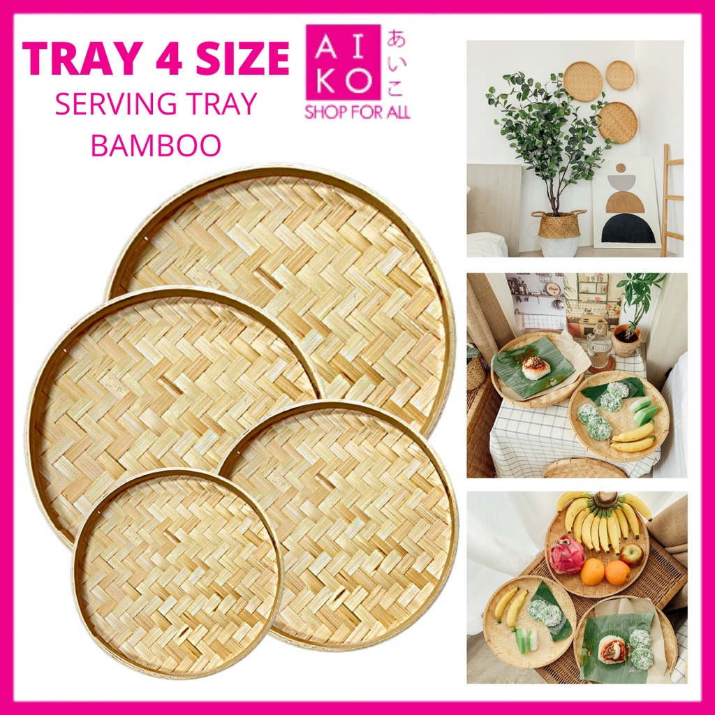 (AIKO)SERVING TRAY BAMBOO /DESSERT PLATE /ORGANIZER TRAY TRADITIONAL 4 SIZE