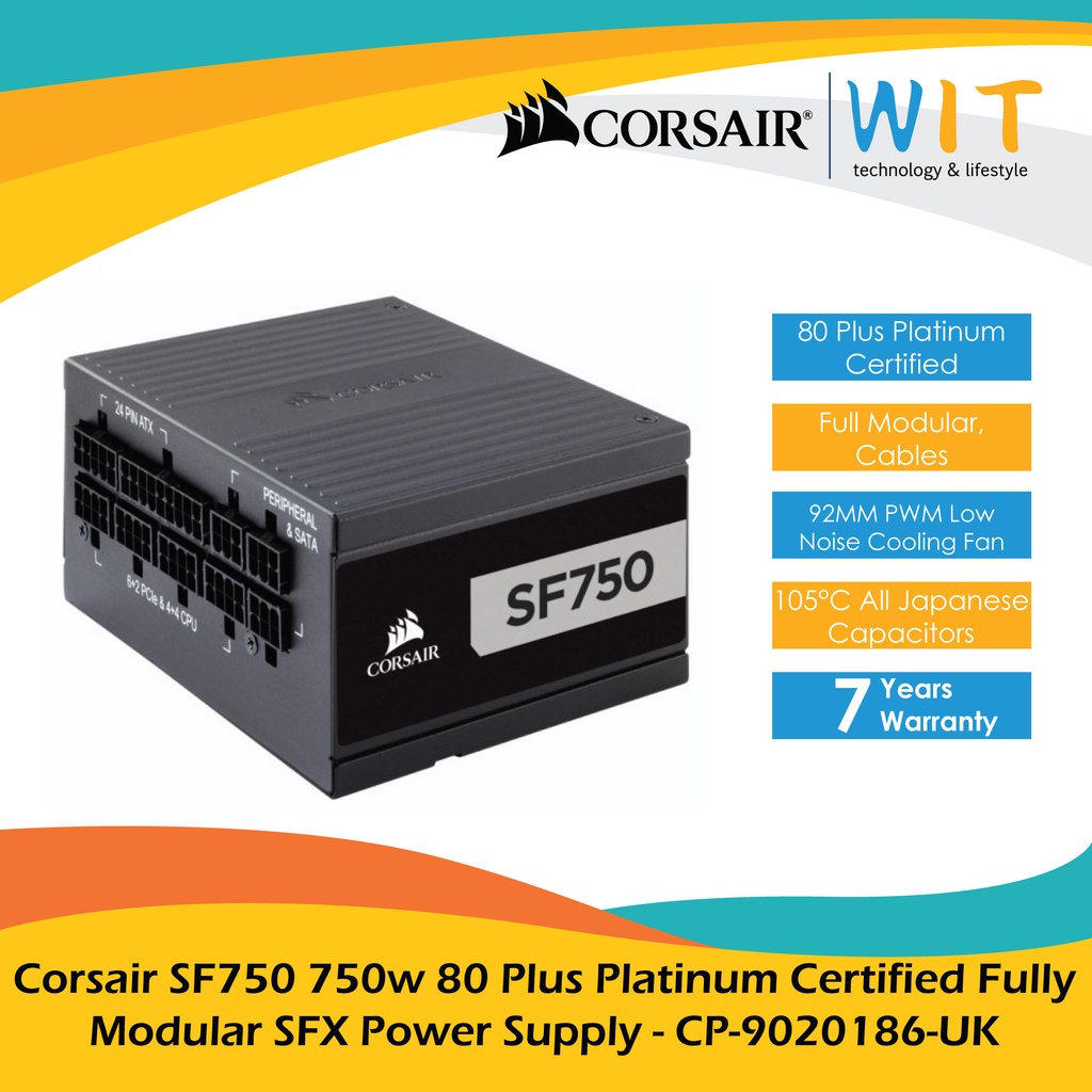 Corsair SF750 750w 80 Plus Platinum Certified Fully Modular SFX Power Supply - CP-9020186-UK