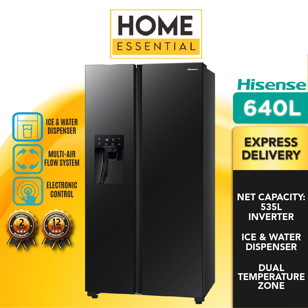 Hisense 640l Side By Side 2 Door Inverter Refrigerator Rs700n4awbui Ice And Water Dispenser 4086