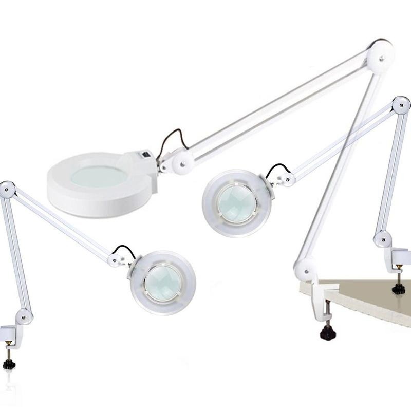 Desk Table Clamp Mount Rolling Adjustable Magnifier Lamp Light