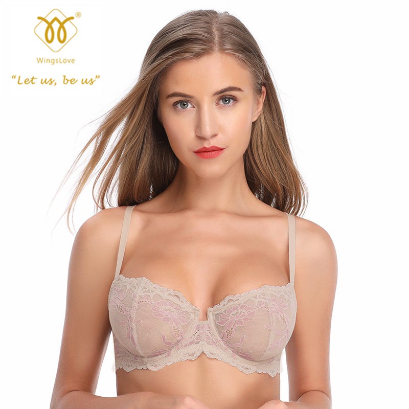 Wingslove💕womens Lace Bra Beauty Sheer Sexy Bra Non Padded Underwired