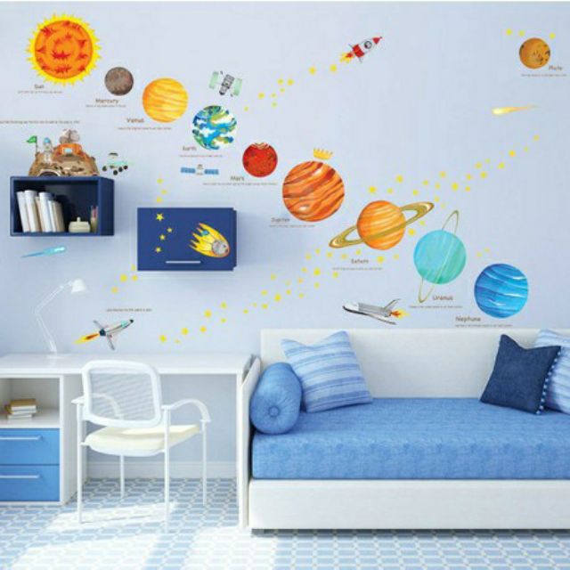 WALL STICKER PLANET SOLAR SYSTEM  HIASAN DINDING UNTUK BILIK ANAK 