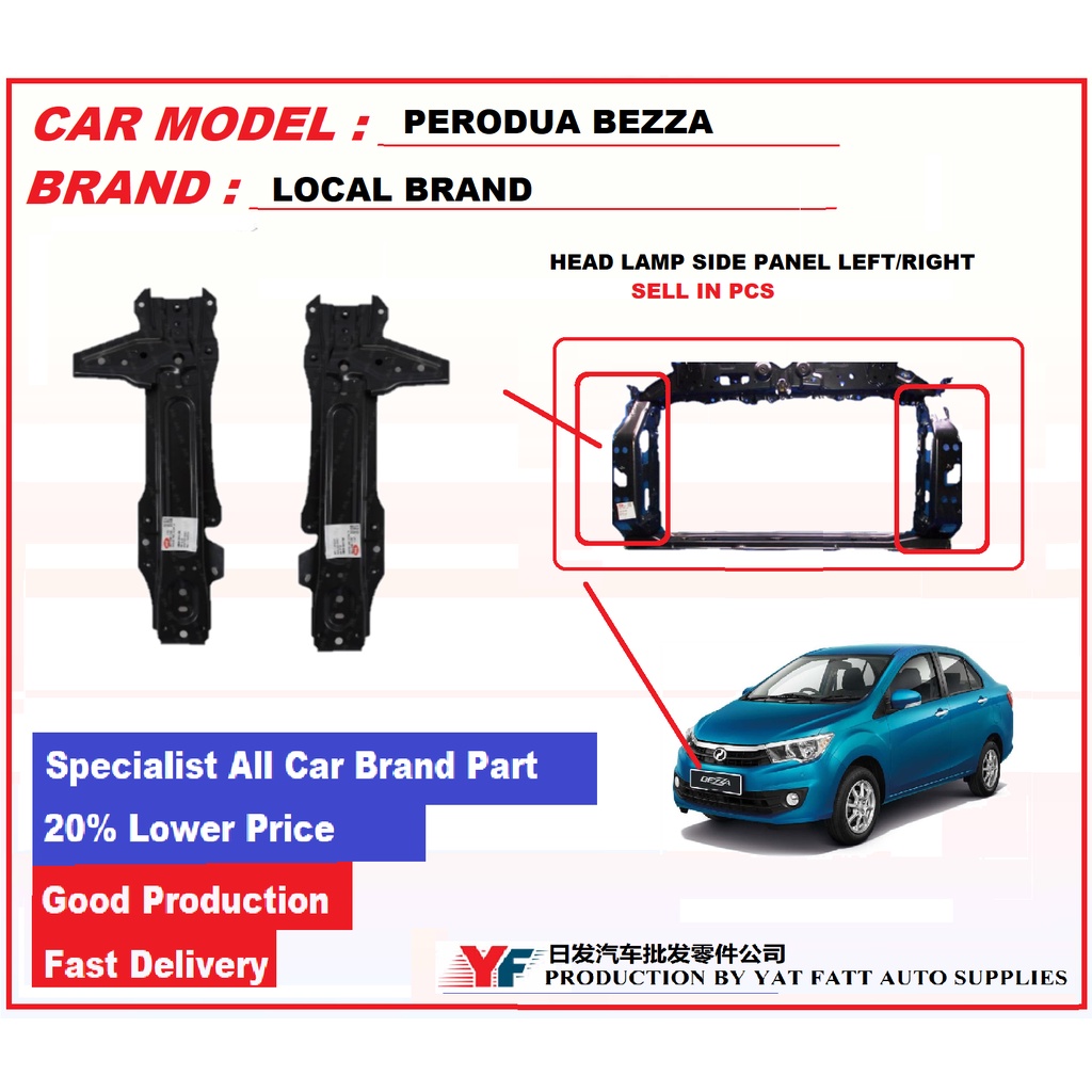 (LOCAL BRAND) PERODUA BEZZA 2016 HEAD LAMP SIDE PANEL PANEL DEPAN BESI ...