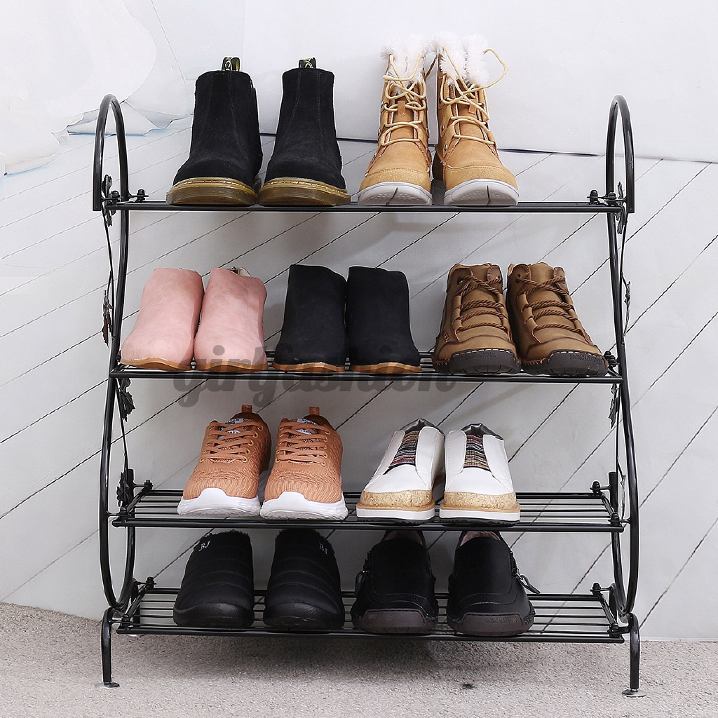 Simple 4 Tier Metal Mesh Shoe Rack Organizer Expandable Shoe Shelf Storage For Cabinet Student Shoe Rack Multi Storey Dormitory Assembling And Organizing Shoe Rack Shopee Malaysia