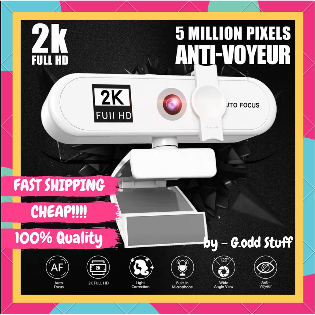 Readystock 2k Full Hd Webcam Computer Pc Web Camera With Microphone Cameras For Online Learning Gaming Stream Shopee Malaysia