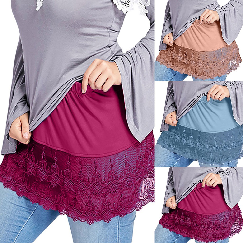Women s Shirt Extender Adjustable Layered Tiered Sheer Lace Fake Top Lower Sweep Half Slips Women Mini Skirt Underskirt 