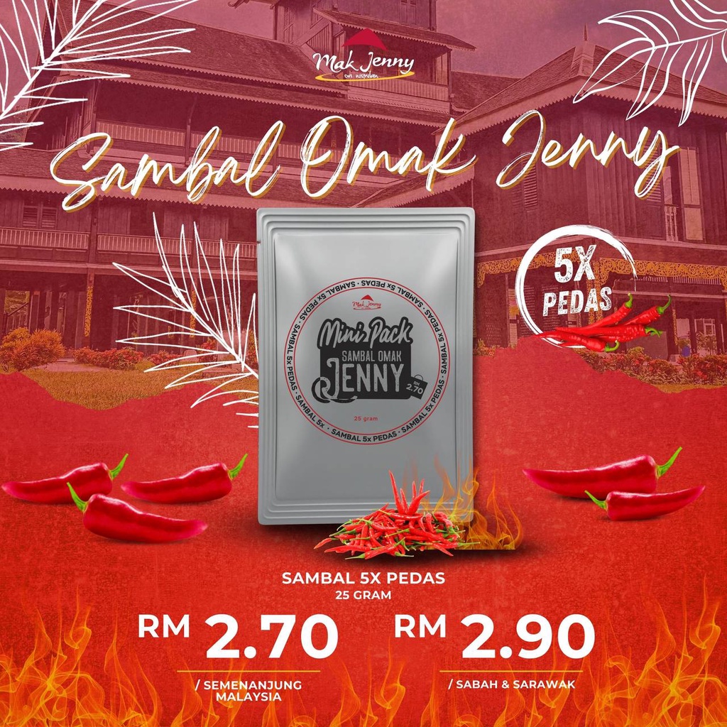 Sambal Mini Pack Rm2 70 Sambal Penyet Omakjenny Sambal Pedas Biasa