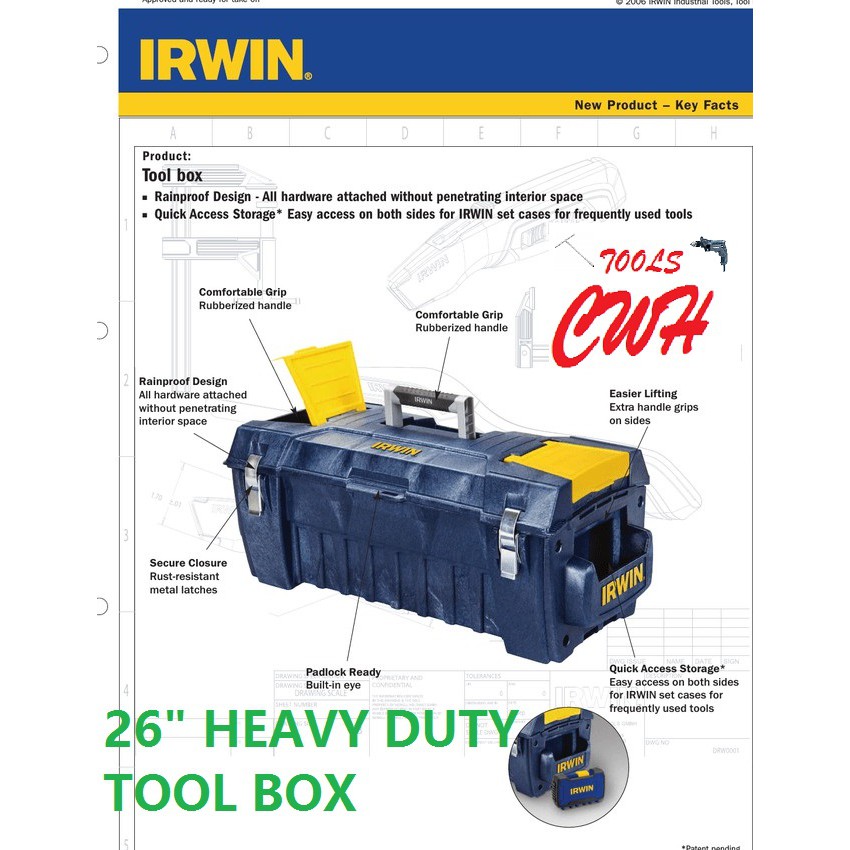 10503817 26" IRWIN PRO STRUCTURAL FOAM TOOLBOX STORAGE TOOLS BOX ORGANISER