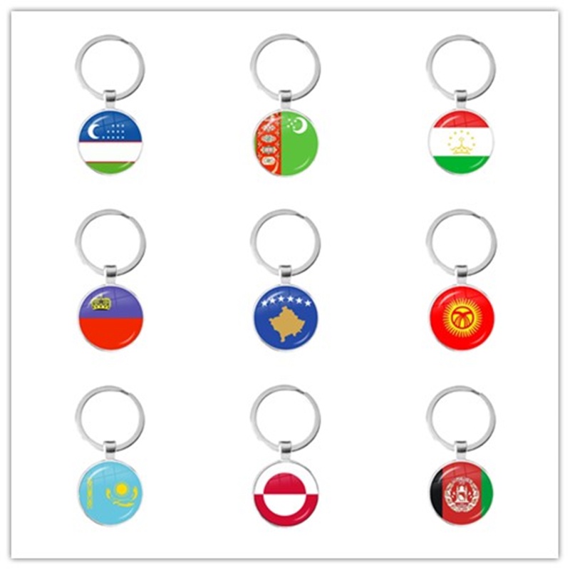 National Flag Uzbekistan,Turkmenistan,Tajikistan,Liechtenstein,Kosovo,Kyrgyzstan,Kazakhstan,Greenland,Afghanistan Keychain Rings
