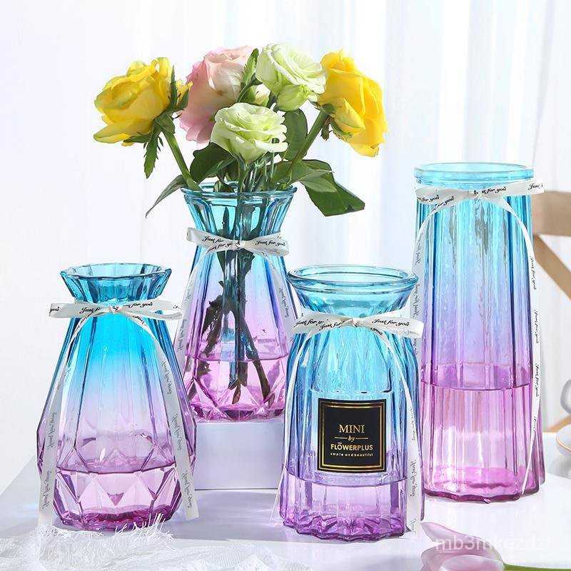 Buy Desktop Ornaments 四件套 玻璃花瓶透明水培绿萝富贵竹百合玫瑰花瓶客厅插花摆件 Seetracker Malaysia