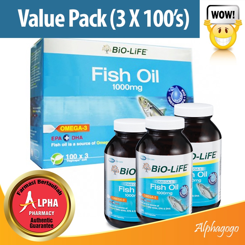 BioLife Fish Oil 1000mg (100 Capsules / 3 X 100 Capsules) Shopee