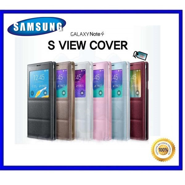 Ready Stock Samsung Galaxy Note 4 S View Sview Flip Cover Case Casing Primary Leather With Sensor Phone Wallet Size Shopee Malaysia