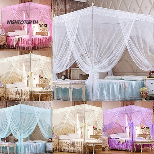 ☼Wt Romantic Princess Lace Canopy Mosquito Net No Frame Twin Full Queen King Bed