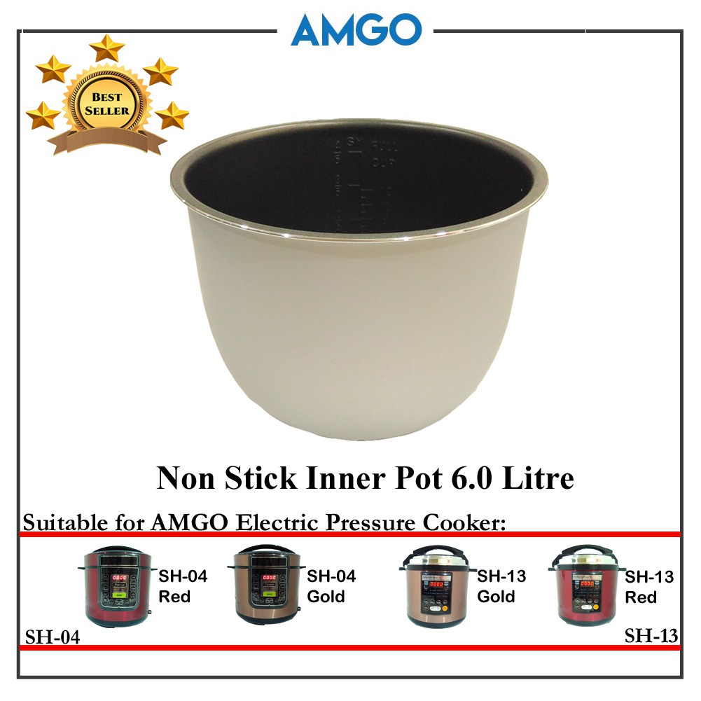 AMGO Electric Pressure Cooker 6L Non Stick Inner Pot Replacement