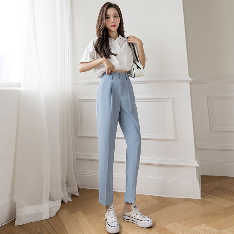 MIKAZE - SOYA Women Long Pants Straight 9-Point Suit Pants Korean