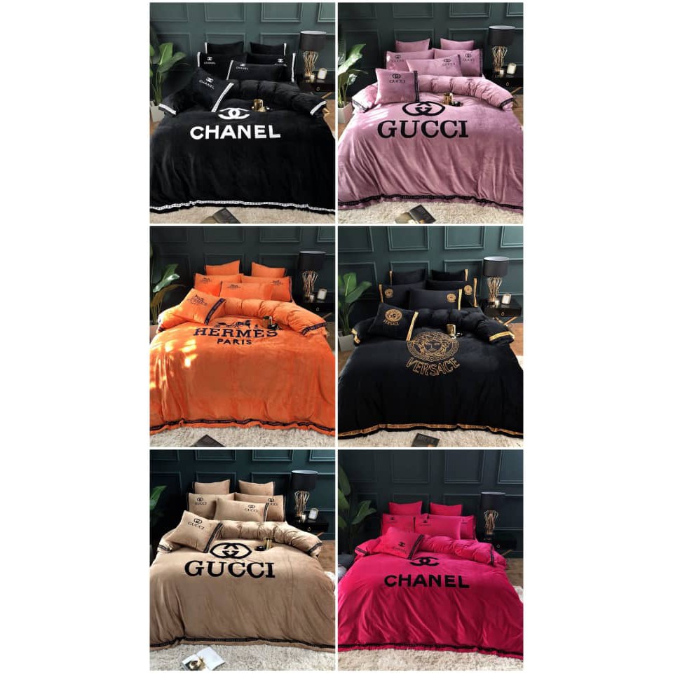 Velvet Chanel Gucci Hermes Versace Bedding Sets | Shopee Malaysia
