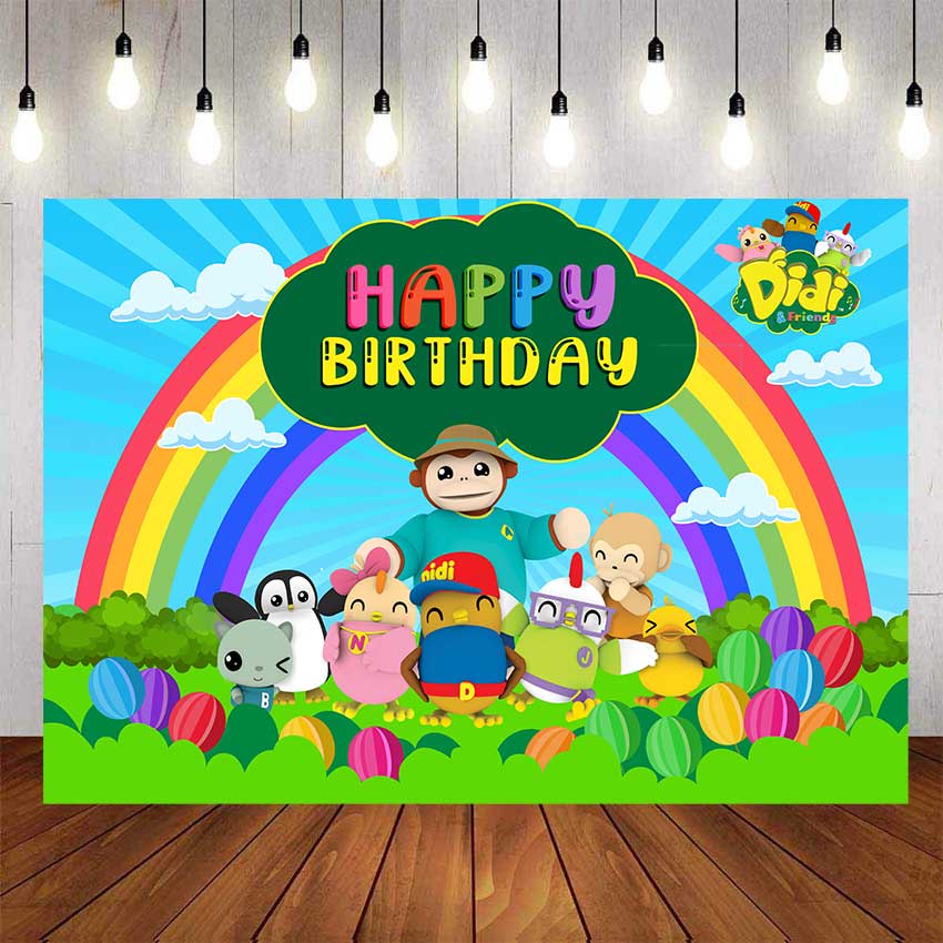 Didi and Friends New Design For Birthday Backdrop For Photography Baby  Shower Kids Blur Green Rainbow Background Birthday Party Decor Custom Name  Photo | Shopee Malaysia