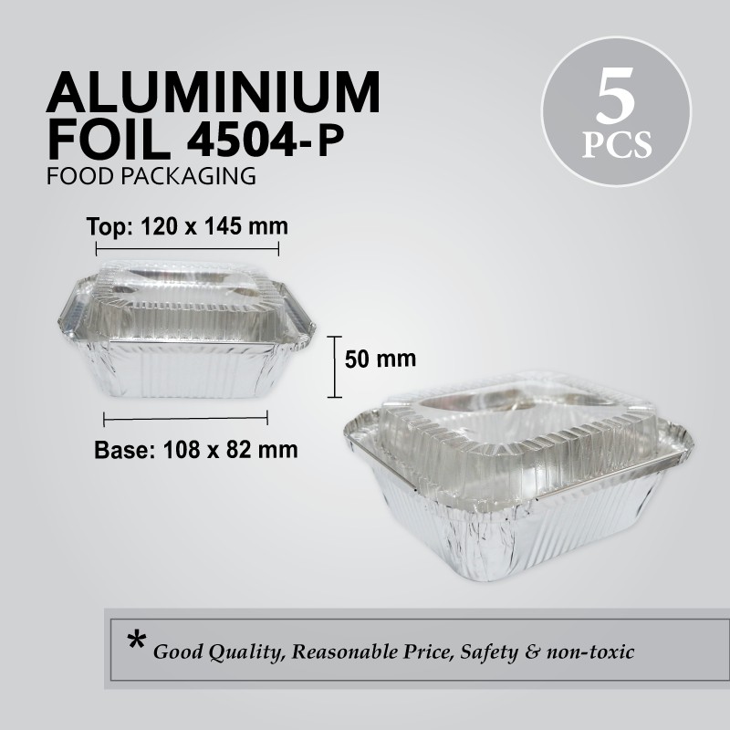 5 PCS ALUMINIUM FOIL TRAY WITH LID 4504P(SQUARE) Shopee Malaysia
