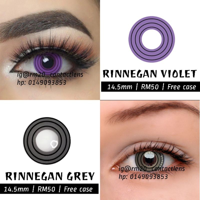 Ready Stock Malaysia Naruto Sharingan Rinnegan Grey Purple Cosplay Soft Contact Lens Animation Halloween Crazy Lens Shopee Malaysia