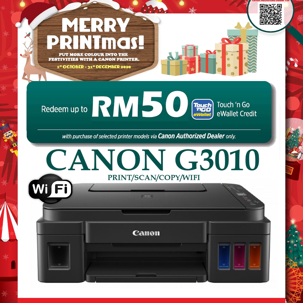 Canon PIXMA G3010 Refillable Ink Tank AllInOne Printer 2 Year OnSite