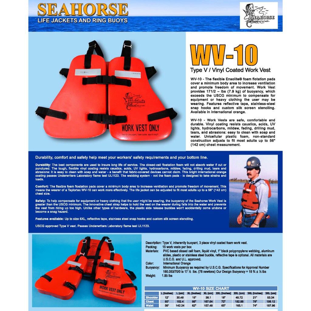 WORK VEST SEAHORSE LIFE JACKET WV10 TYPEV, 3 PIECE TYPE Shopee Malaysia