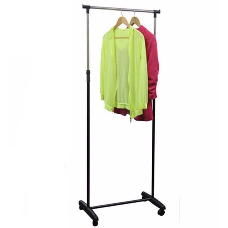 Double Pole Adjustable Stainless Steel Cloth Hanger And Organizer Rack Wheel