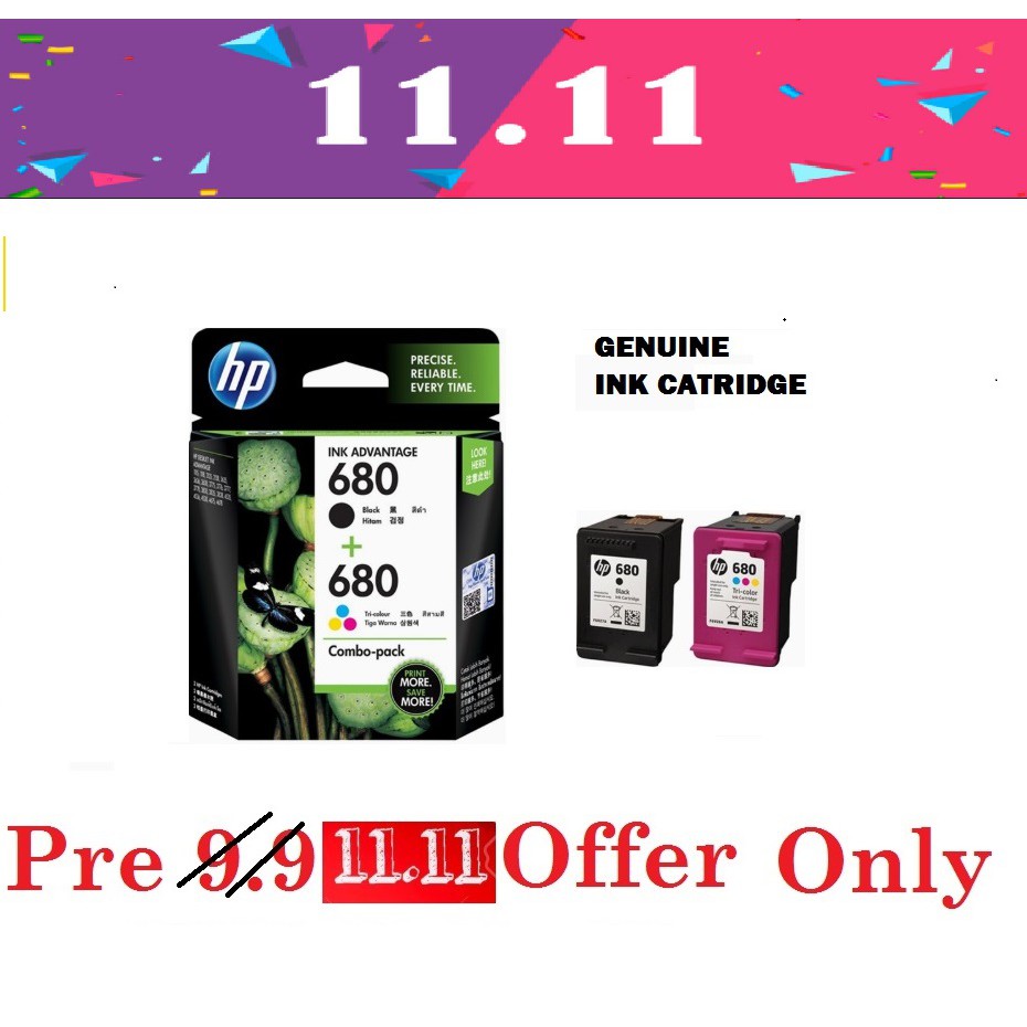 HP 680 BLACK / COLOR / COMBO PACK / TriColor Cartridge Expire 2022