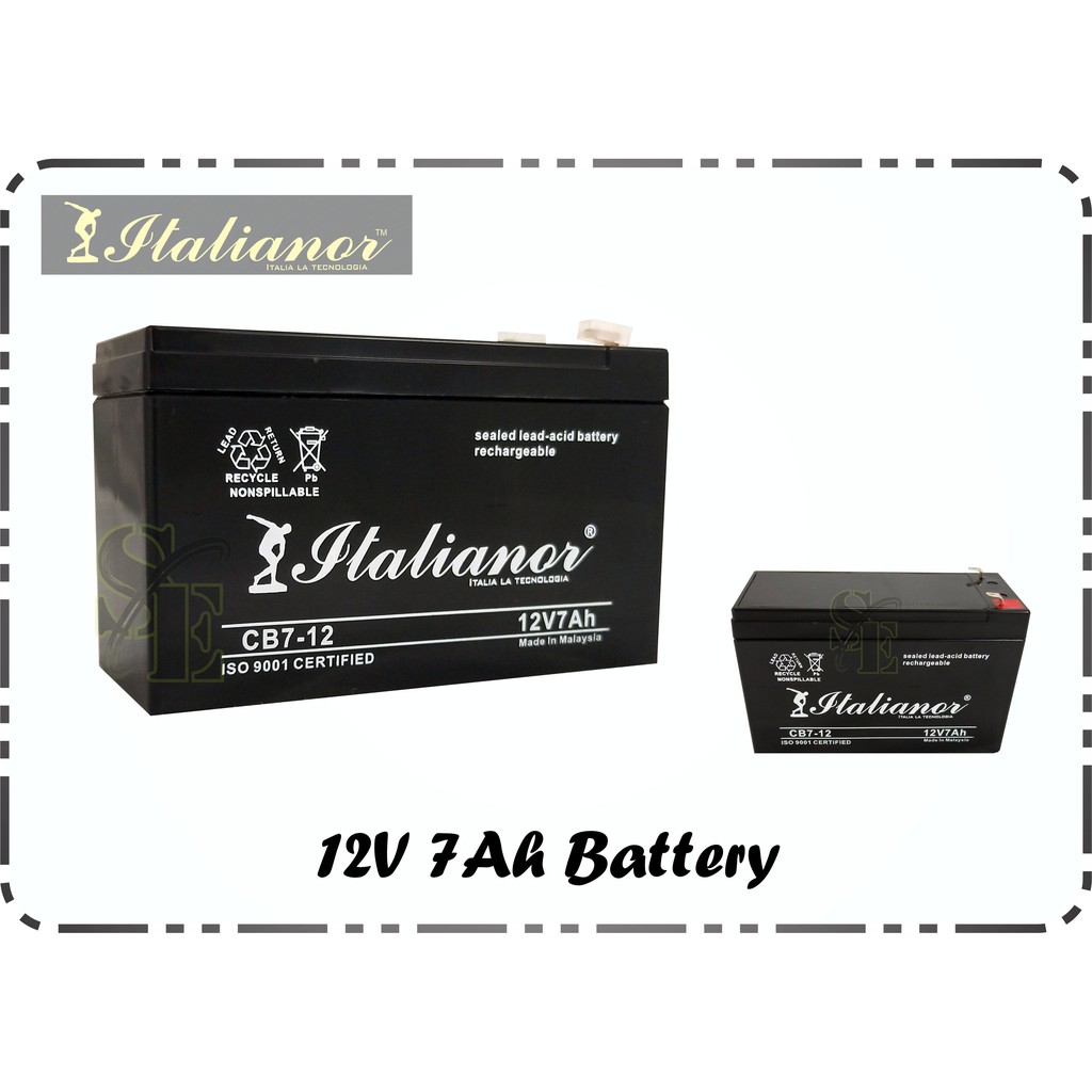 Italianor 12V 7AH Rechargeable Seal Lead Acid Backup Battery Autogate