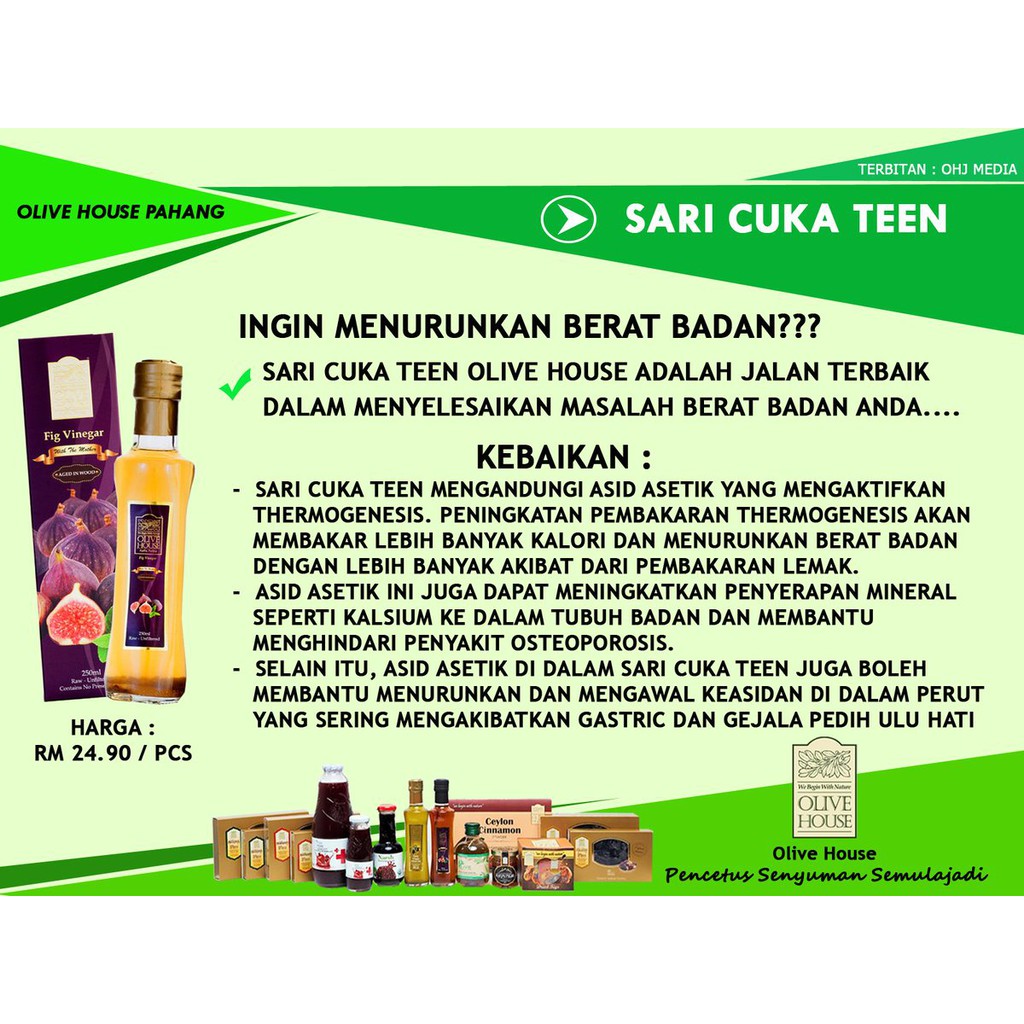 Fig Vinegar Sari Cuka Teen Olive House 250ml Shopee Malaysia